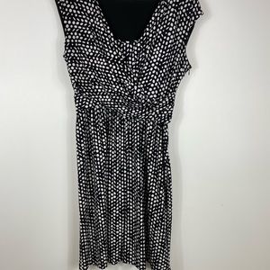 Tommy Hilfiger size 10 black white polkadot fit flare dress